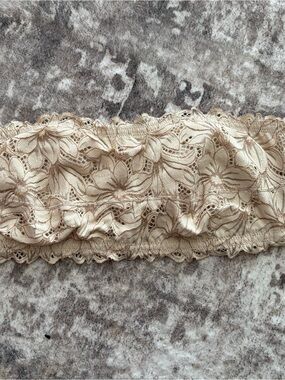 Aerie Cream Floral Lace Bandeau Top